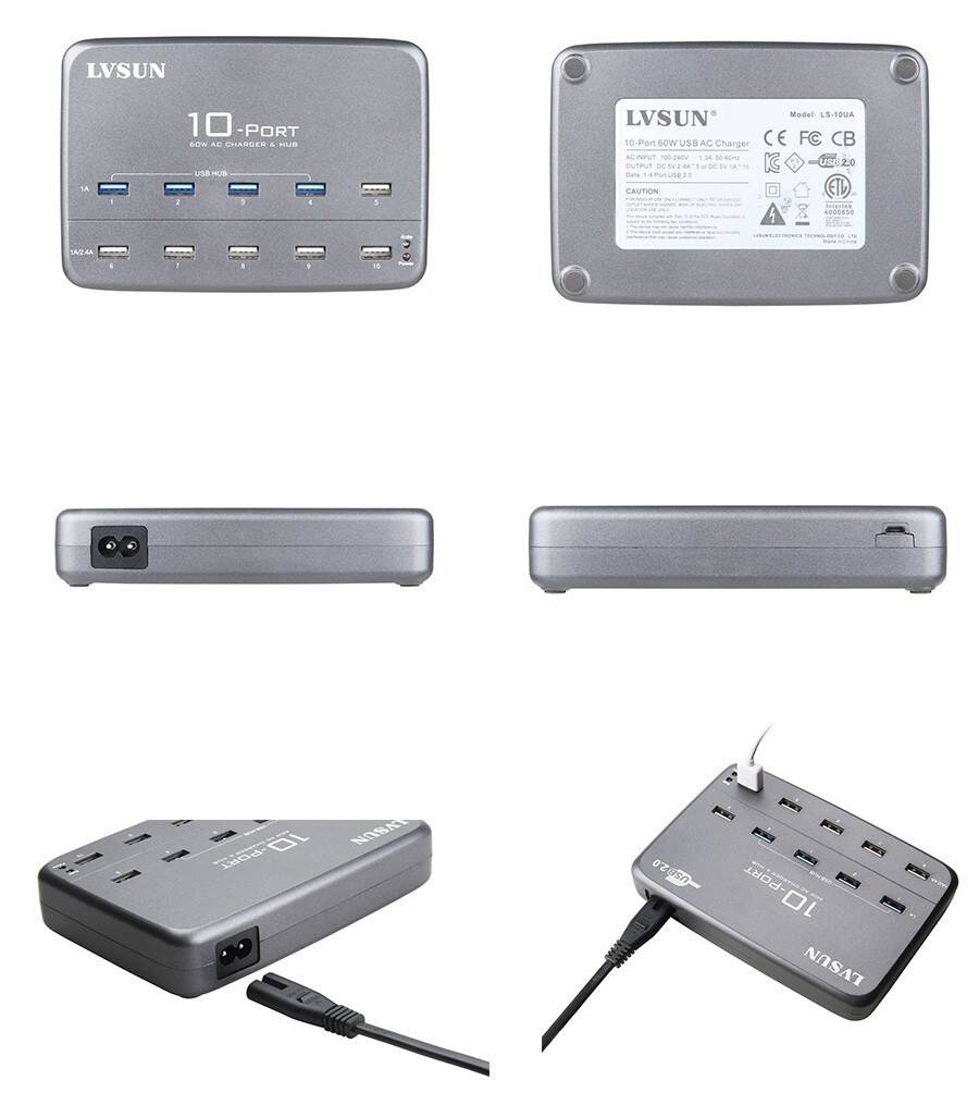 Ładowarka USB LVSUN LS-10UQ Czarna (Zdjęcie 7)