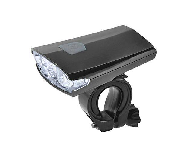 Lampka do roweru przednia czarna - 2 super white LED - USB