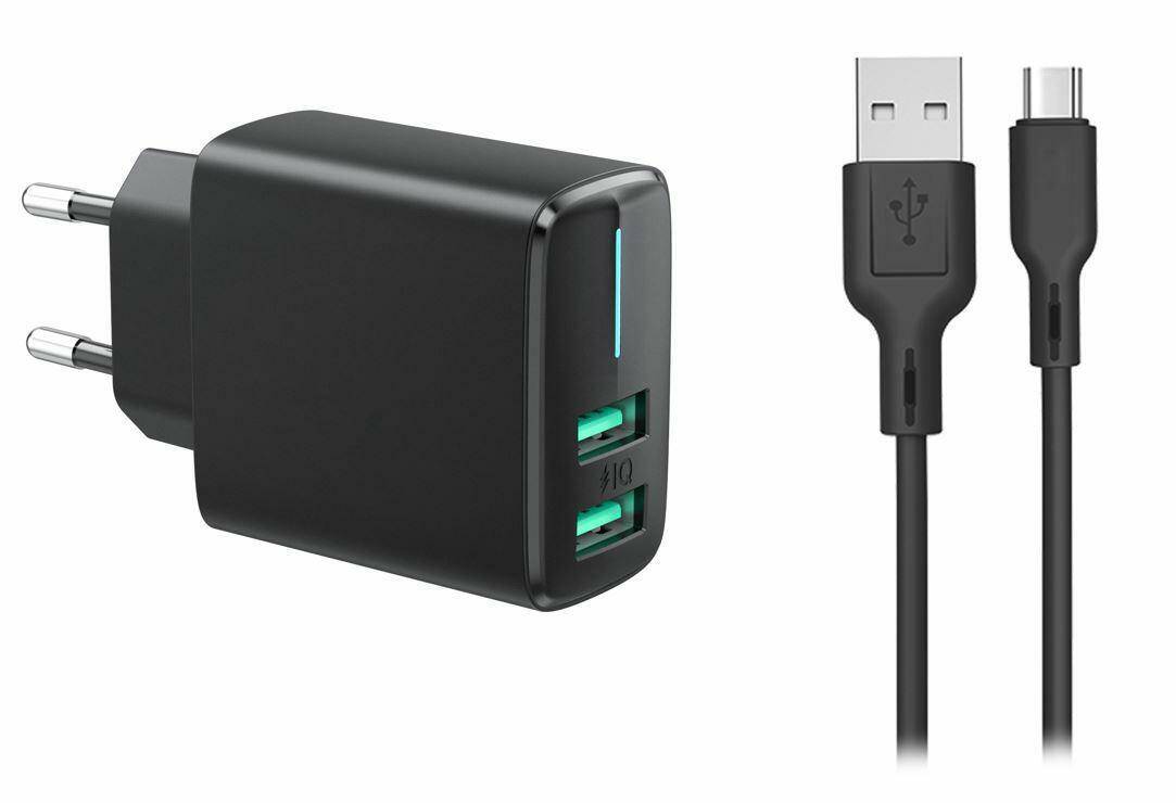 KAB_ZESTAW ŁAD SIEC.2xUSB 2,4A+kab.USB-C