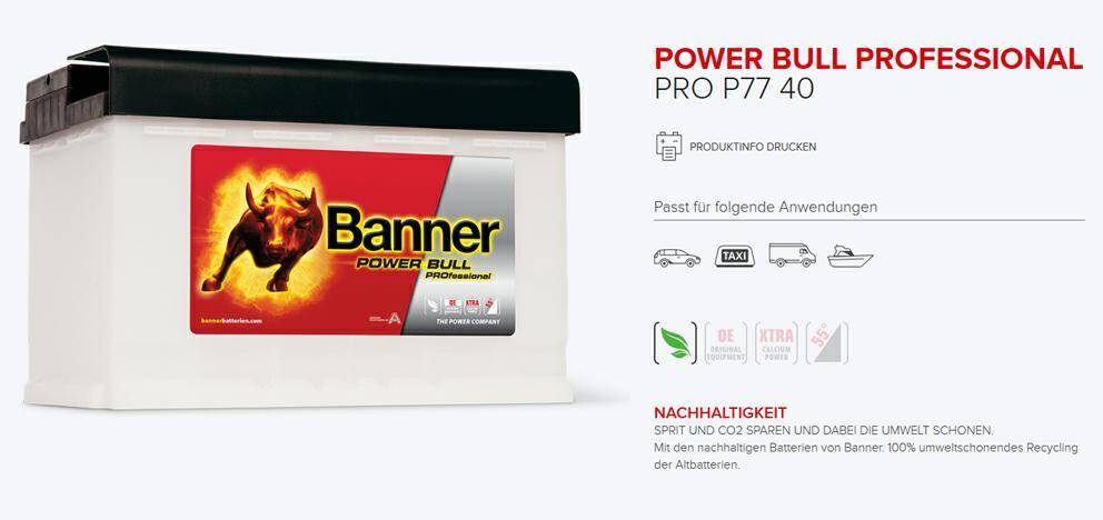Banner Power Bull PRO 77Ah/700A P7740