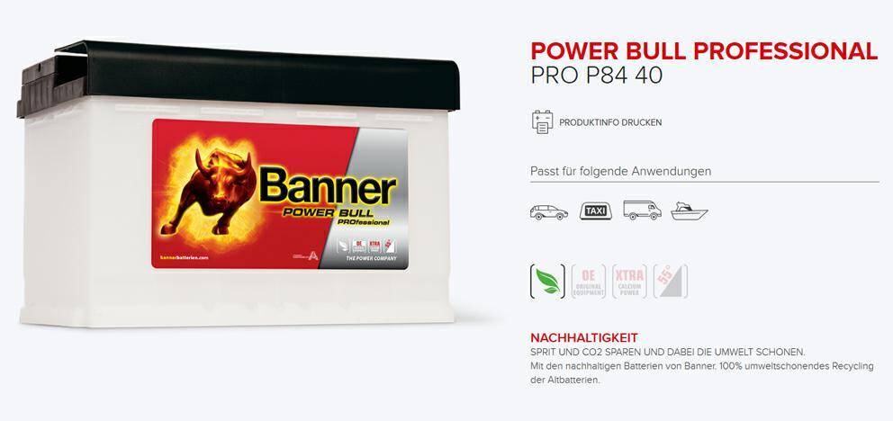 Banner Power Bull PRO 84Ah/720A P8440