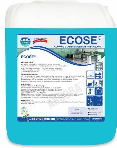 ECOSE 10L  środek czyszcząco- nabłyszczający na bazie alkoholu o świeżym zapachu