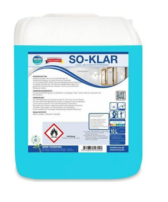 SO-KLAR 10L środek do mycia szkła i plastiku (Zdjęcie 1)