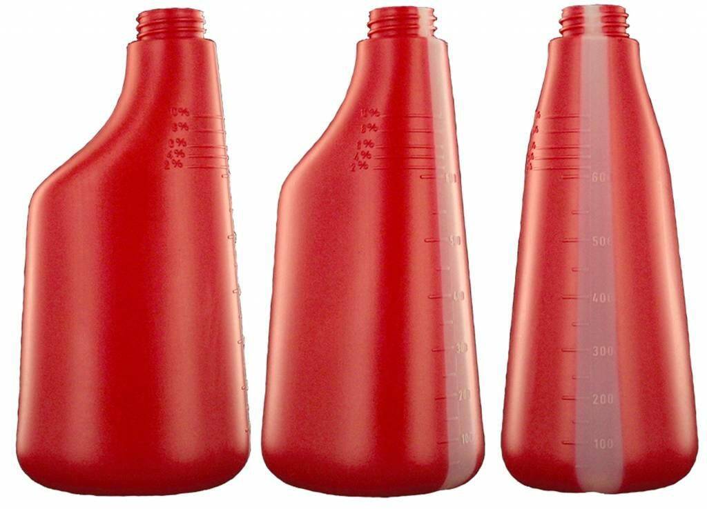 Butelka do dozowania chemii/płynów  HDPE 600ml czerwona (Zdjęcie 2)