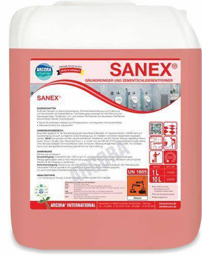 SANEX 10L mocny środek do doczyszczania obszarów pobudowlanych i usuwania resztek cementu (Zdjęcie 1)