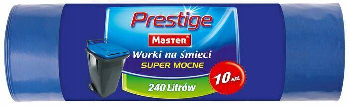 PRESTIGE worki na śmieci do segregacji LD 240L (10szt) niebieskie na papier