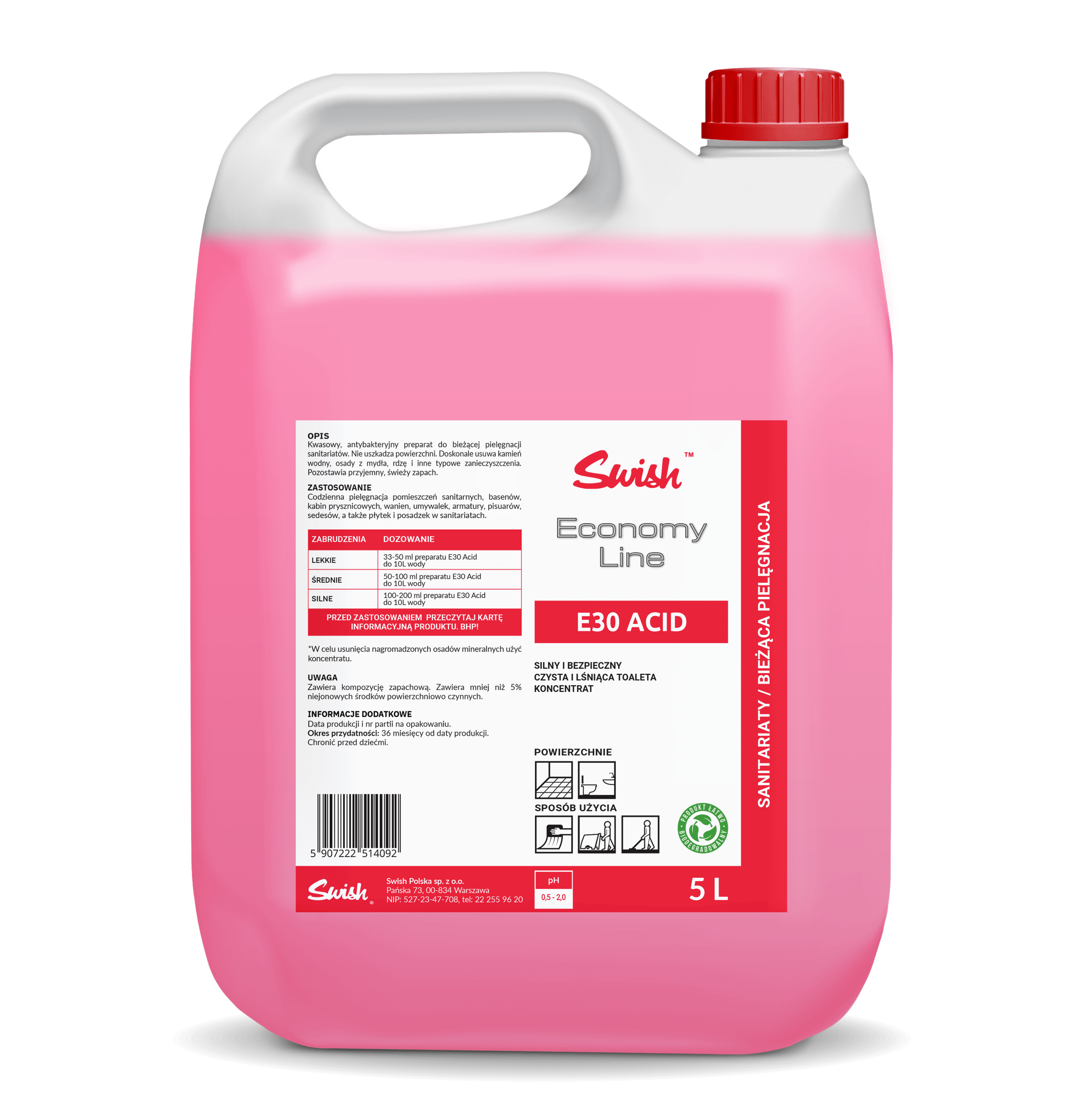 Swish E30 ACID 5L kwasowy preparat czyszczący do łazienek