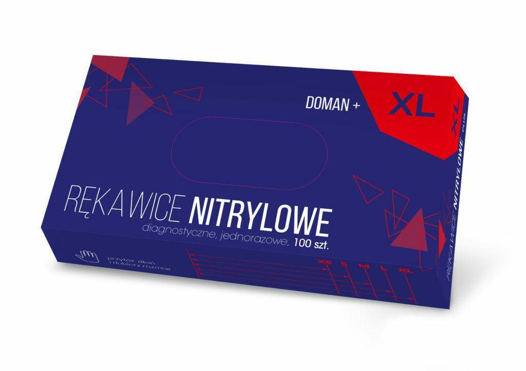 Rękawice nitrylowe DOMAN PLUS XL (100szt)