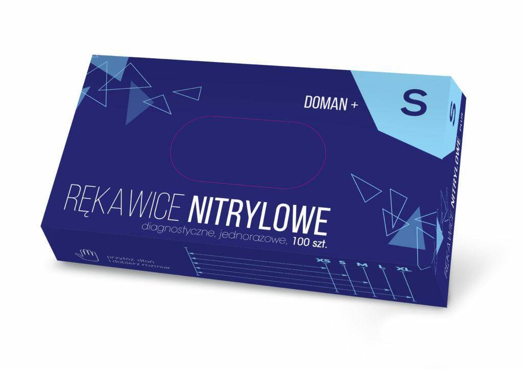 Rękawice nitrylowe DOMAN PLUS S (100szt)