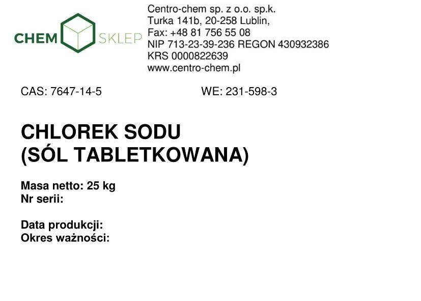 SÓL TABLETKOWANA (chlorek sodu) 250KG (Zdjęcie 2)