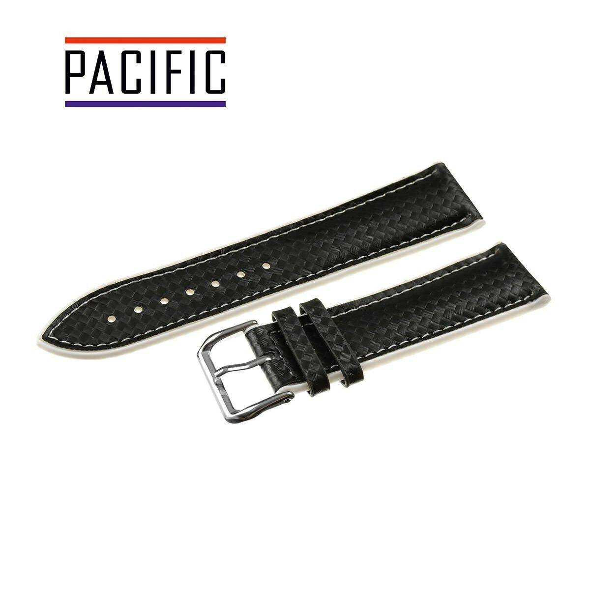 PASEK SILIKONOWY PACIFIC 20 MM U19 czarny z białym przeszyciem