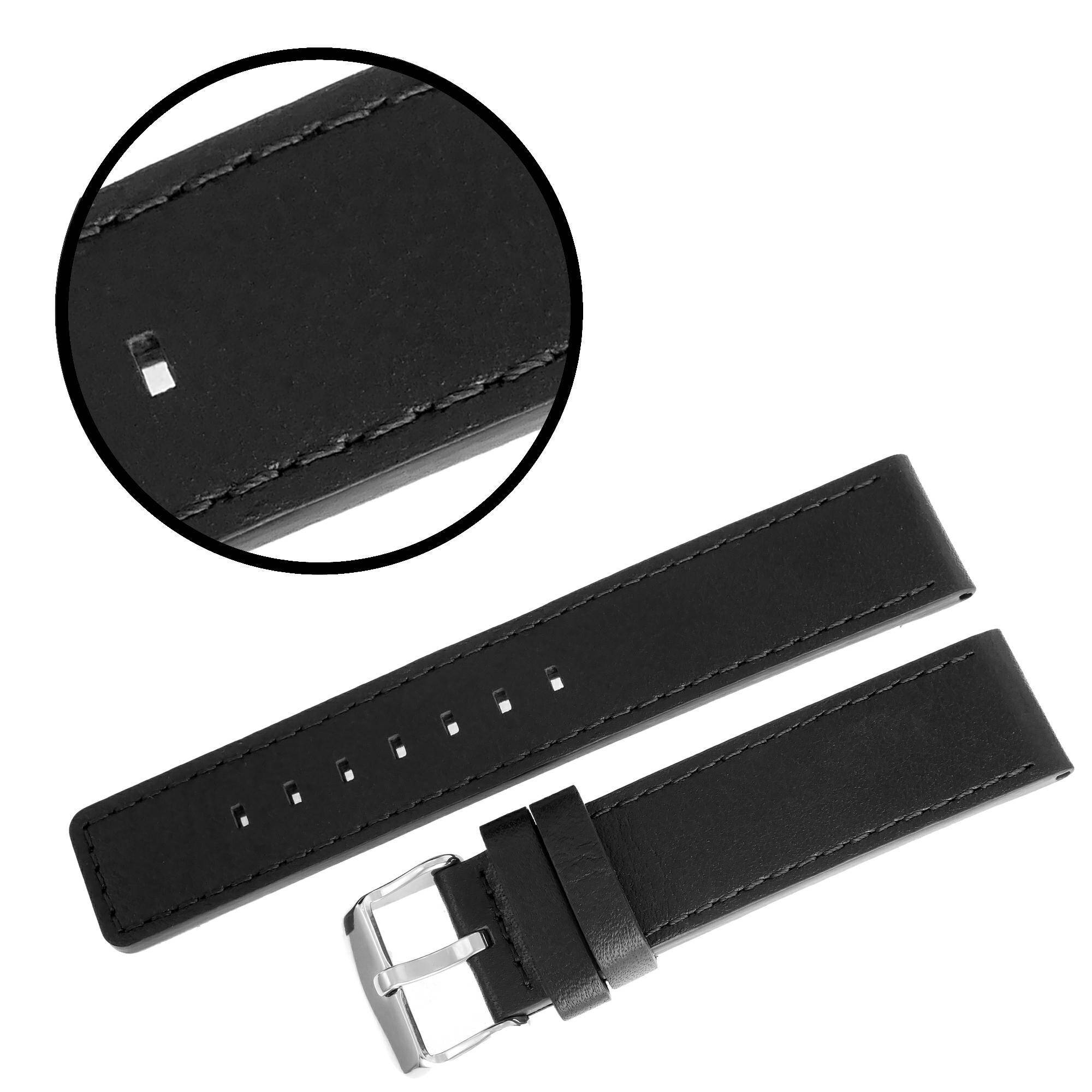 PASEK REDA 20mm GŁADKI PROSTY czarny pasek, czarne przeszycie