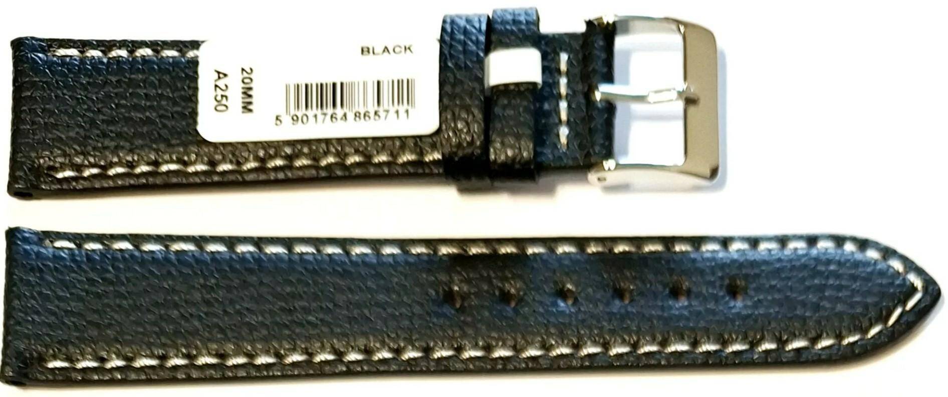 PASEK CHERMOND 20 MM A250 POLJOT czarny pasek, białe przeszycie