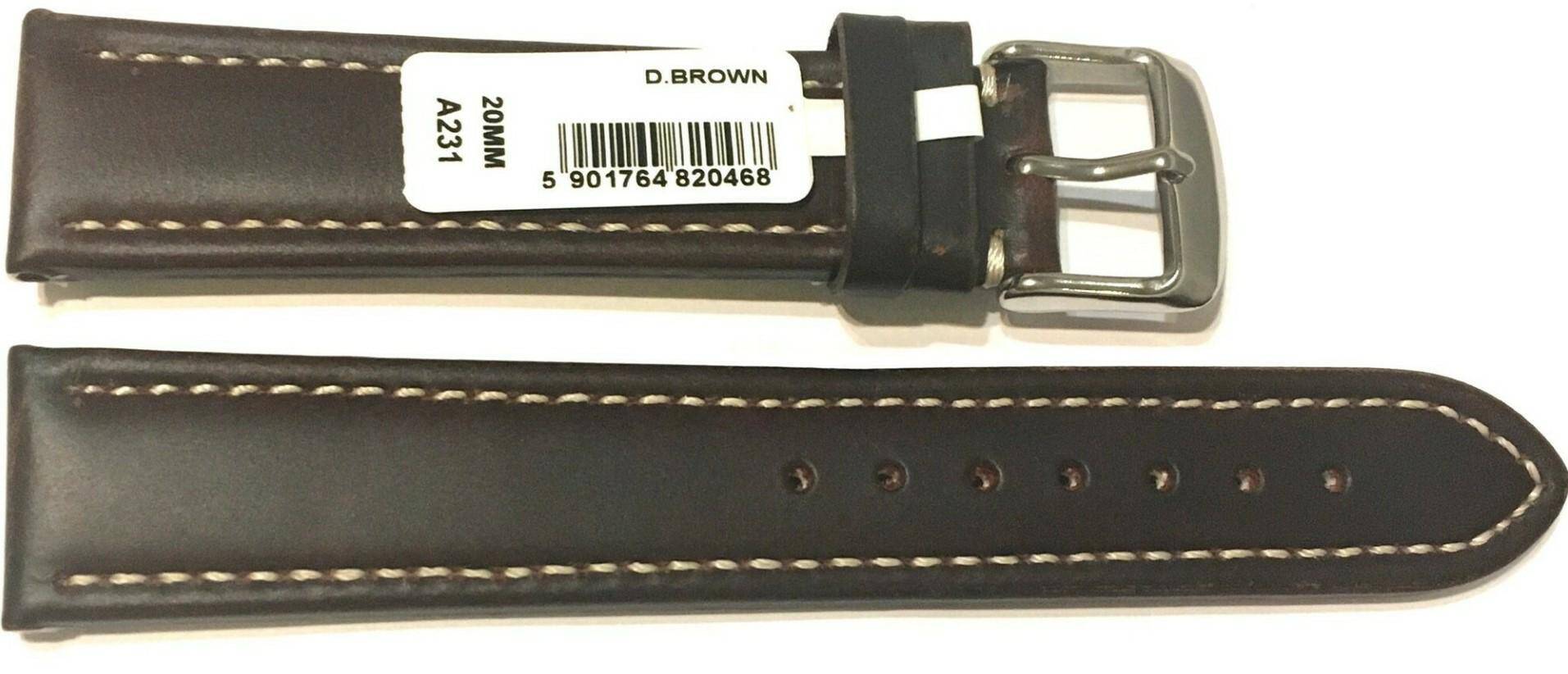 PASEK CHERMOND 28 MM A231 GŁADKI ciemnobrązowy pasek, białe przeszycie
