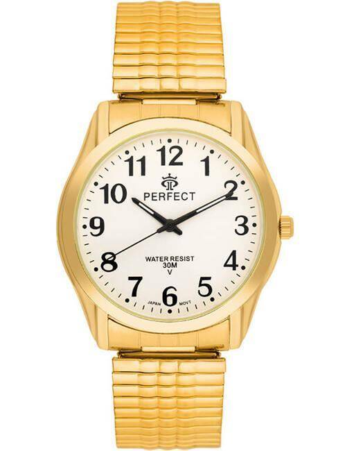 ZEGAREK PERFECT STRECZ X410 ZŁOTA KOPERTA, SREBRNA TARCZA, ZŁOTA BRANSOLETA