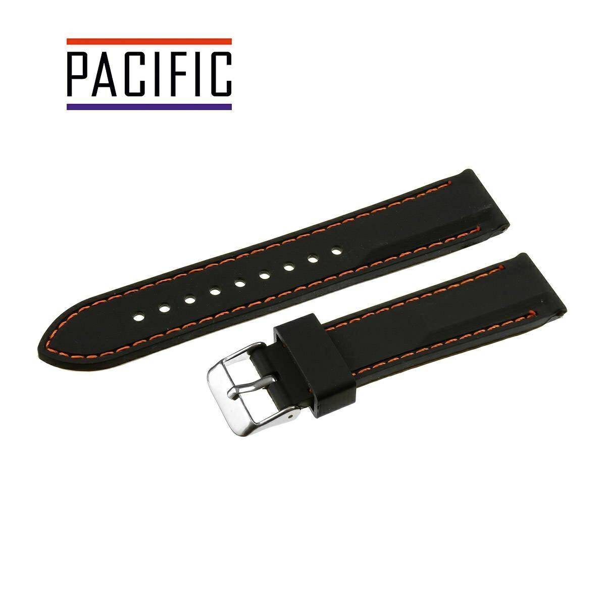 PASEK SILIKONOWY PACIFIC 18 MM U20 czarny z pomarańczowym przeszyciem