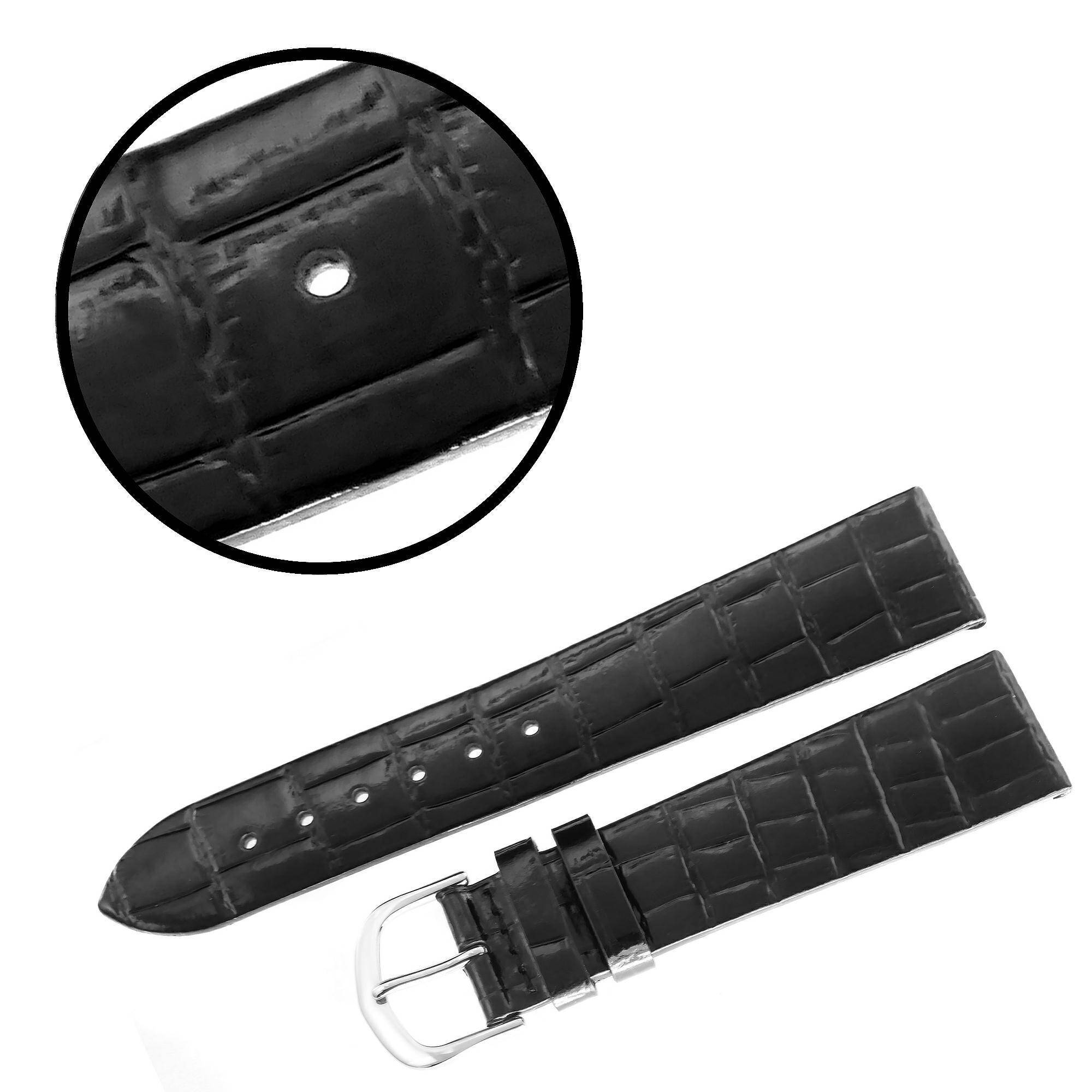 PASEK REDA 20mm KROKODYL czarny pasek, klejony, połysk