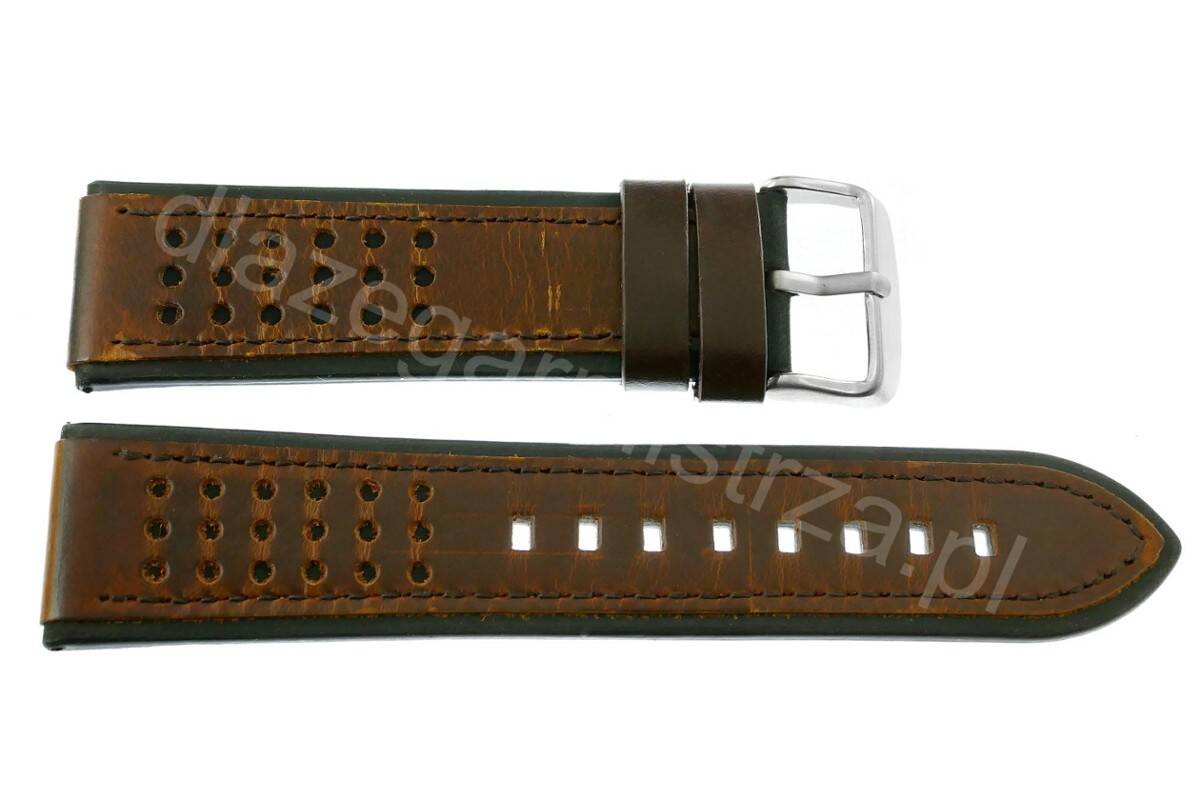 PASEK PACIFIC 24 MM W80 Z DZIURAMI ciemno brązowy pasek, brązowe przeszycie