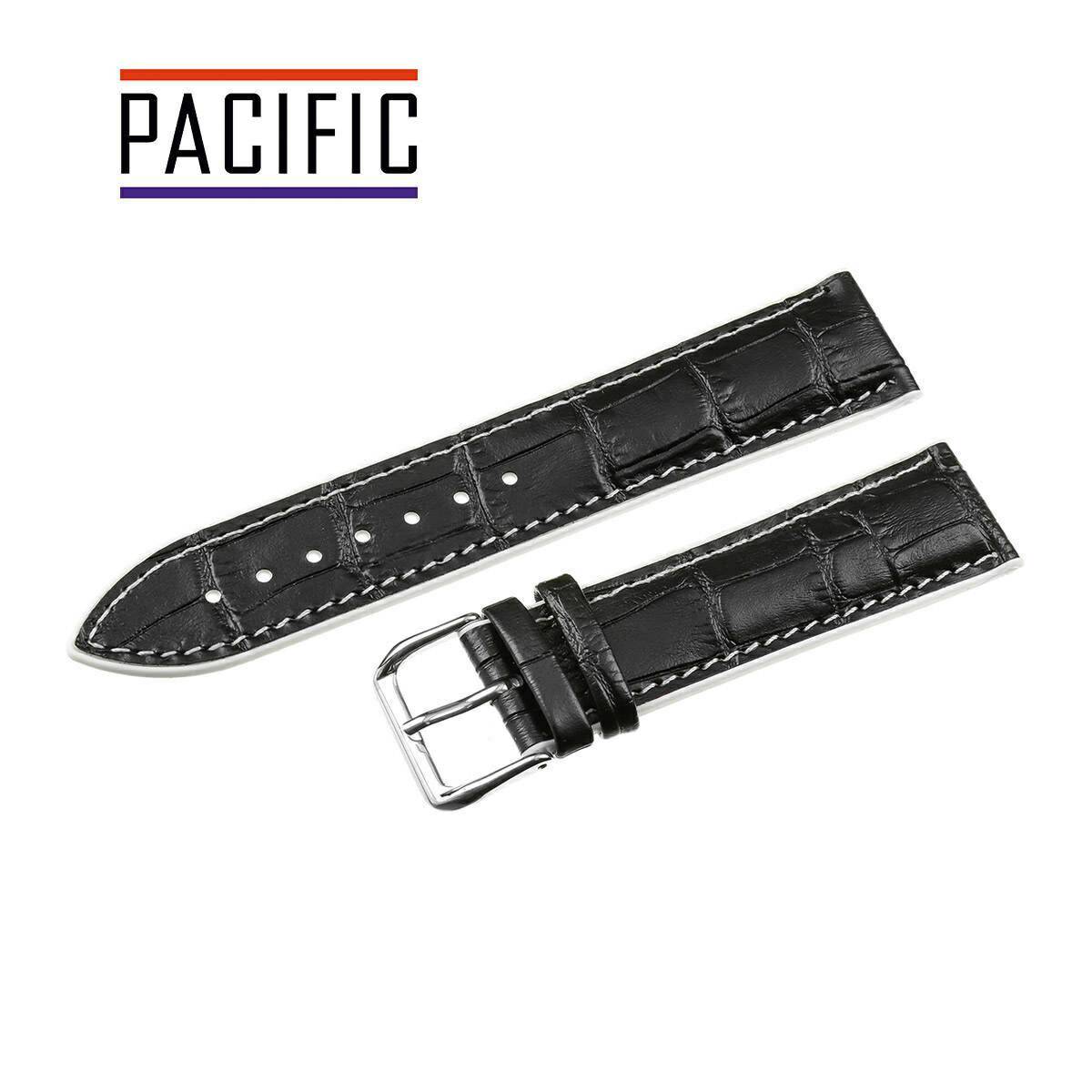 PASEK SILIKONOWY PACIFIC 22 MM U18 KROKODYL czarny pasek, białe przeszycie
