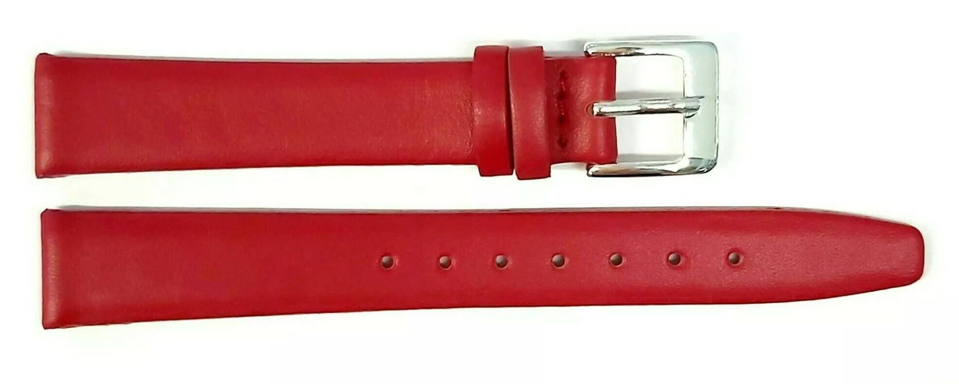 PASEK CHERMOND 18 MM A132 GŁADKI czerwony pasek, klejony, srebrna sprzączka