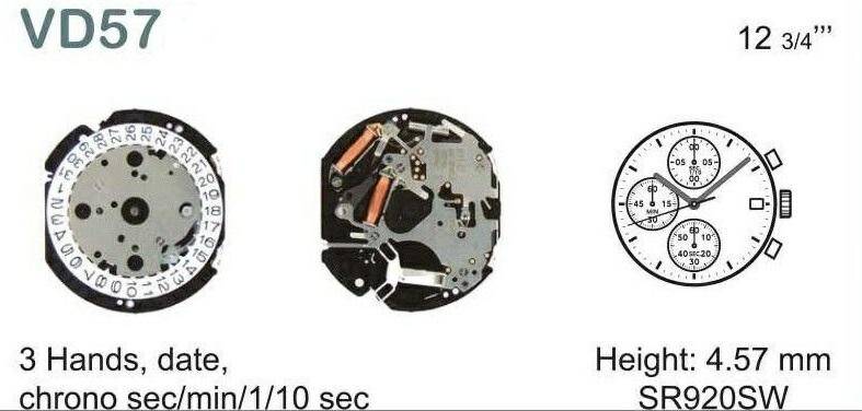 MECHANIZM SEIKO VD57 C H2 12 3/4``` SC CHRONO Quartz (371 | SR920SW)
