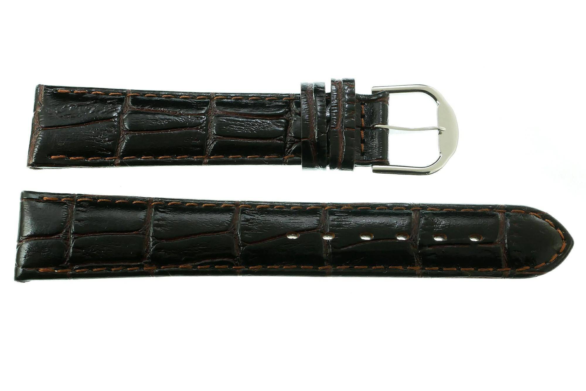 PASEK REDA 19mm XL ATLANTIC KROKODYL ciemnobrązowy pasek, szyty