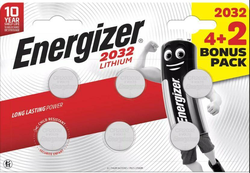 BATERIA ENERGIZER CR 2032 LITOWA-PAKOWANA PO 6 SZT.