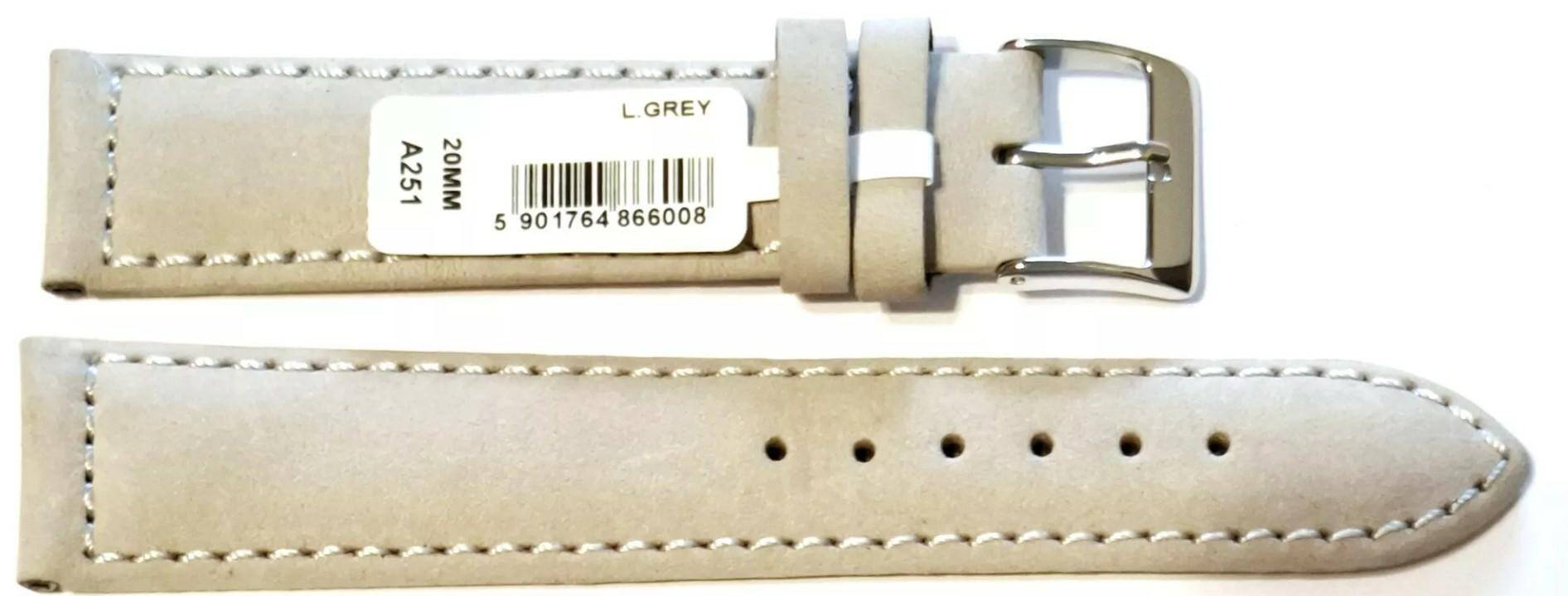 PASEK CHERMOND 20 MM A251 GŁADKI szary pasek, szare przeszycie