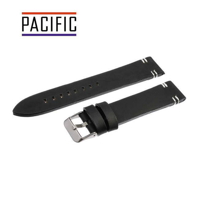 PASEK PACIFIC 20 MM W110 GŁADKI czarny pasek, białe przeszycie