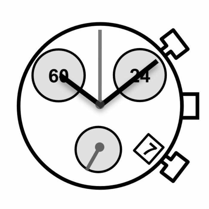 MECHANIZM MIYOTA FS00-10A data 4 Mvt. Miyota FS00-10A 10 1/2``` DATE4, SUS SC CHRONO 3EYES 24H SEC MIN PUSH Quartz (377 | SR626SW)