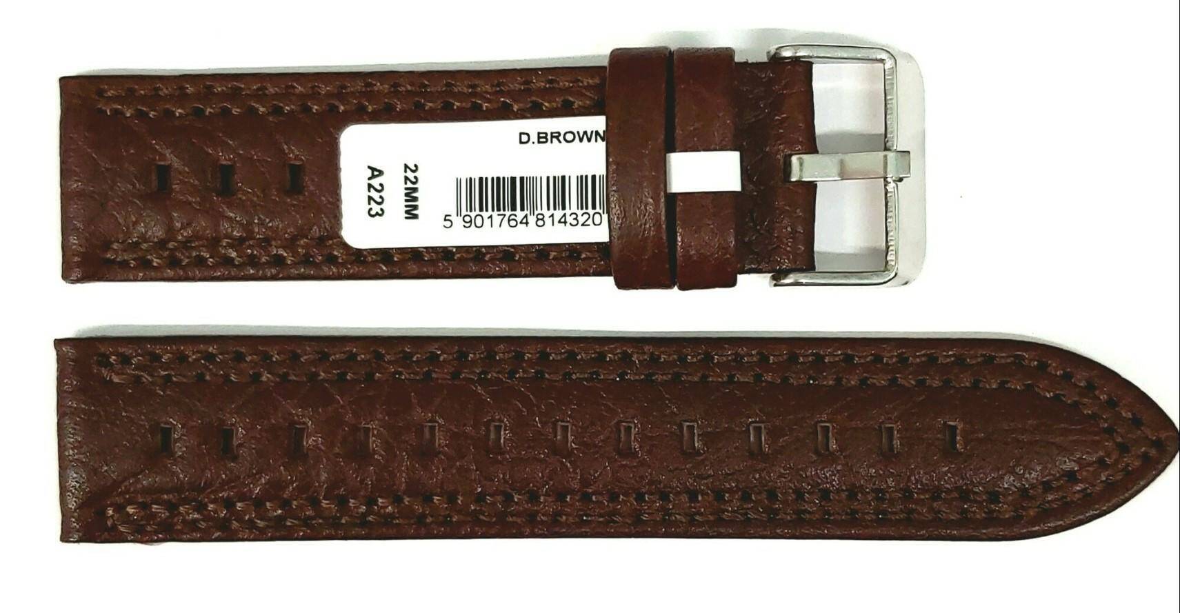 PASEK CHERMOND 26 MM A223 KROKODYL ciemnobrązowy pasek, brązowe przeszycie