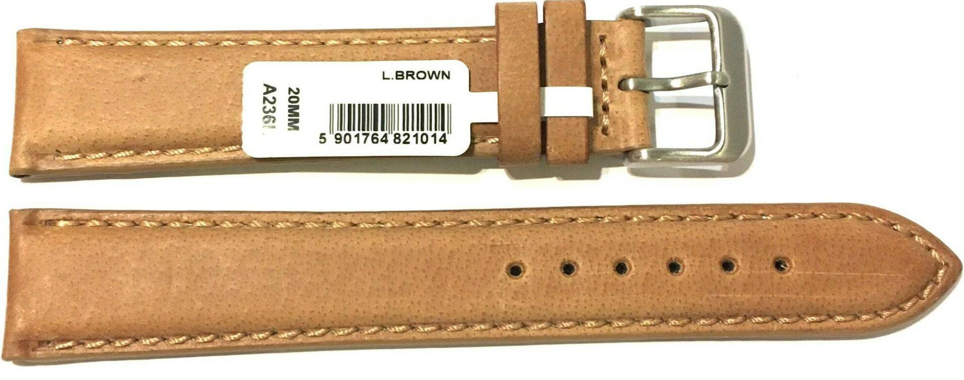 PASEK CHERMOND 18 MM A236L GŁADKI jasnobrązowy pasek, brązowe przeszycie