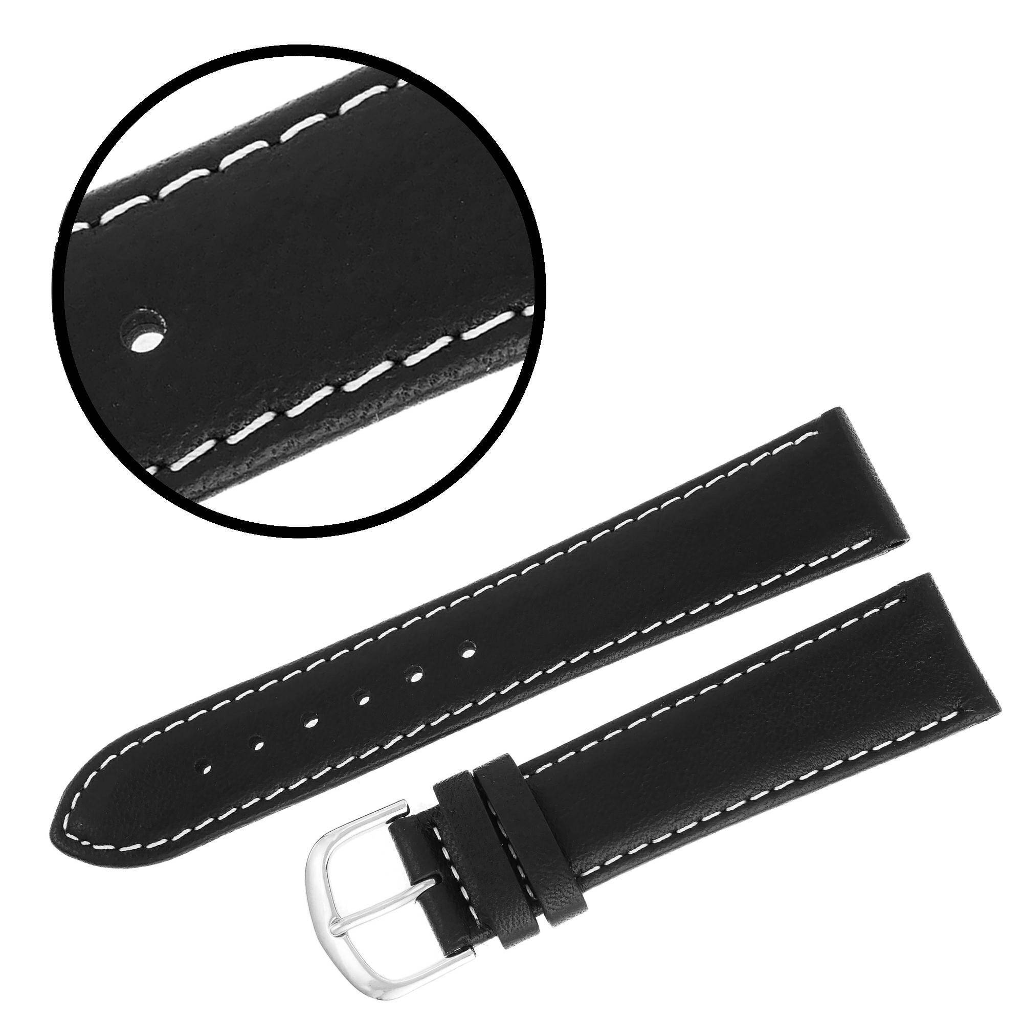 PASEK REDA 20mm GŁADKI czarny pasek, białe przeszycie