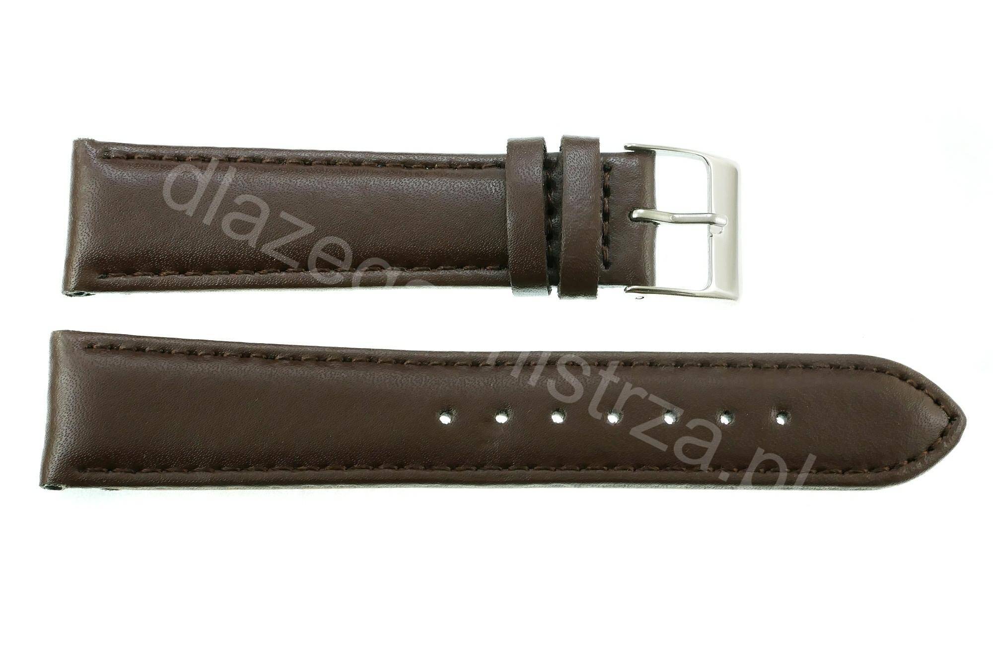 PASEK CHERMOND 18 MM XL A208L GŁADKI ciemnobrązowy pasek, brązowe przeszycie