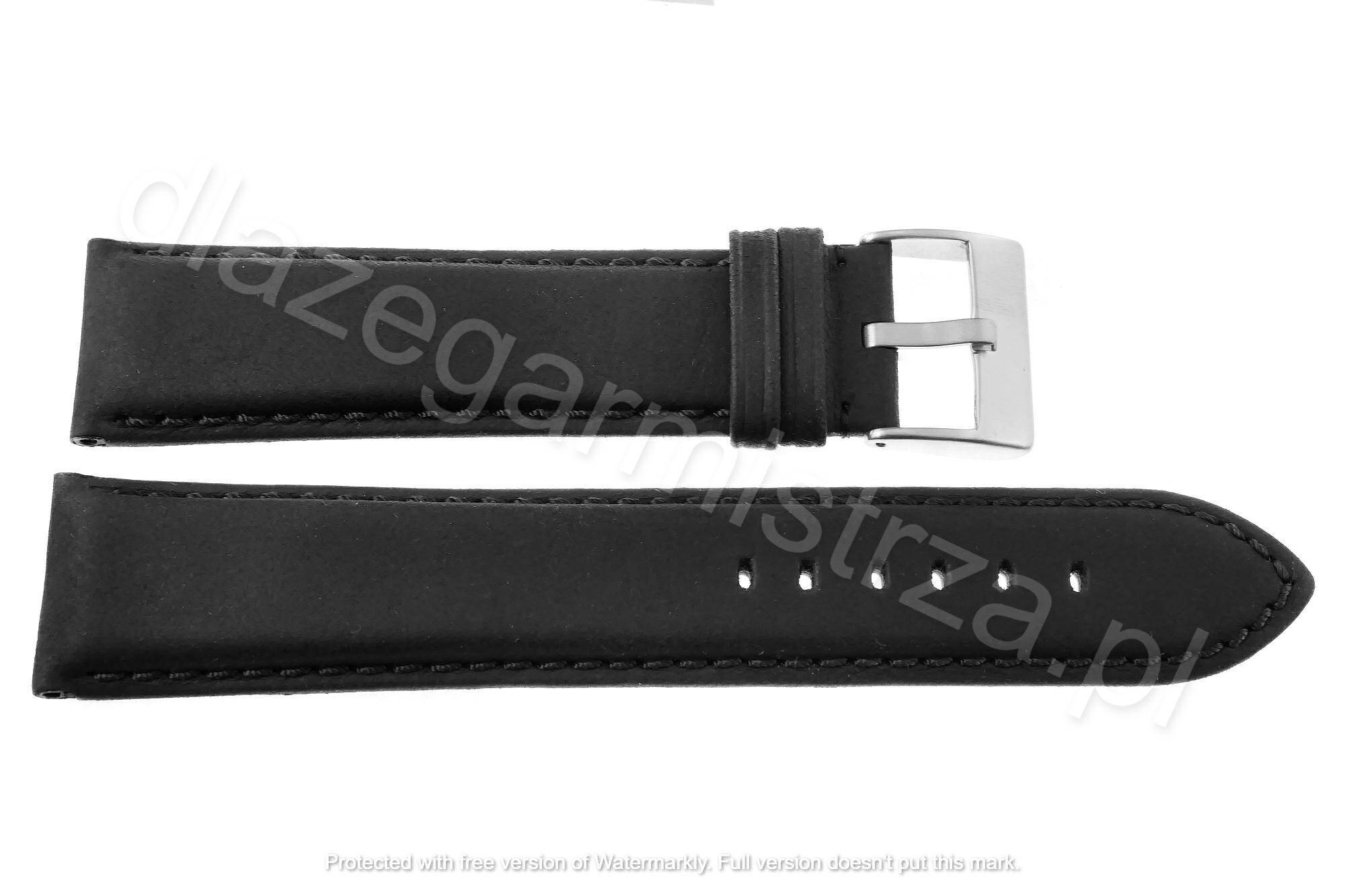 PASEK CHERMOND 24 MM XL A208L GŁADKI czarny pasek, czarne przeszycie