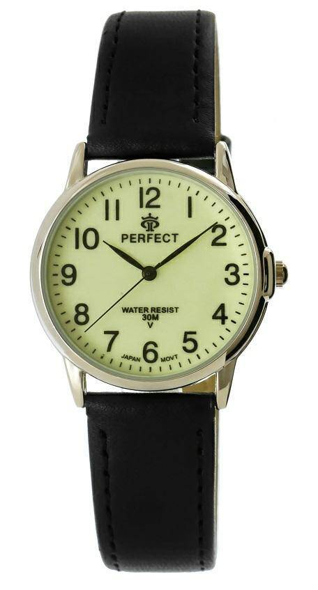 PERFECT MĘSKI 116 XXL SREBRNA KOPERTA, FOSFOROWA TARCZA, CZARNY PASEK