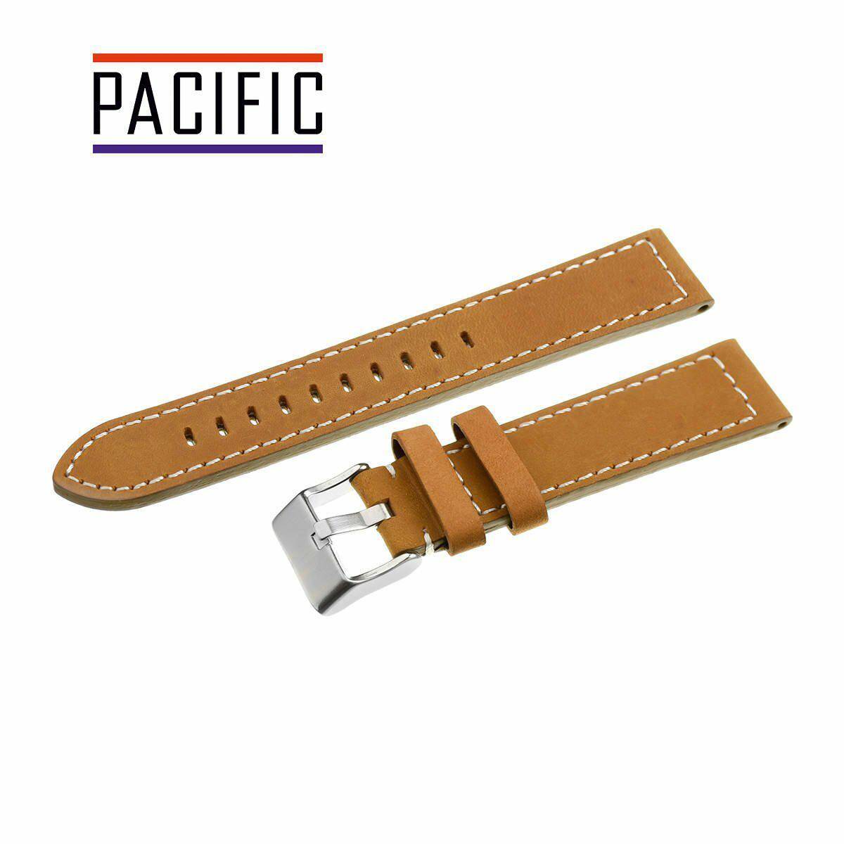 PASEK PACIFIC 22 MM XXL W25XL GŁADKI jasno brązowy pasek, białe przeszycie
