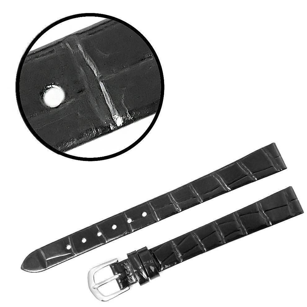 PASEK REDA 12mm XL KROKODYL czarny pasek, klejony, połysk