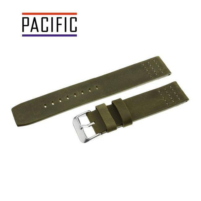 PASEK PACIFIC 20 MM W39 GŁADKI zielony pasek, zielone przeszycie