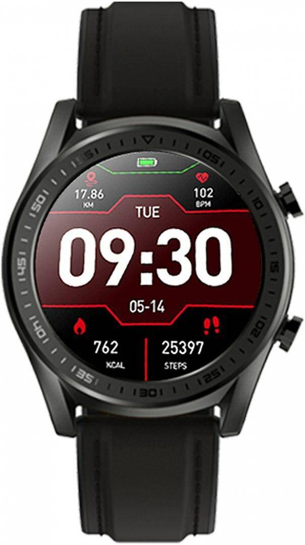 ZEGAREK SMARTWATCH RUBICON CZARNA KOPERTA, CZARNY PASEK SKÓRA RNCE43