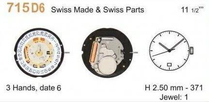 MECHANIZM RONDA 715 data 6 Mvt. Ronda 715 11 1/2``` SC DATE 6 Quartz (371)