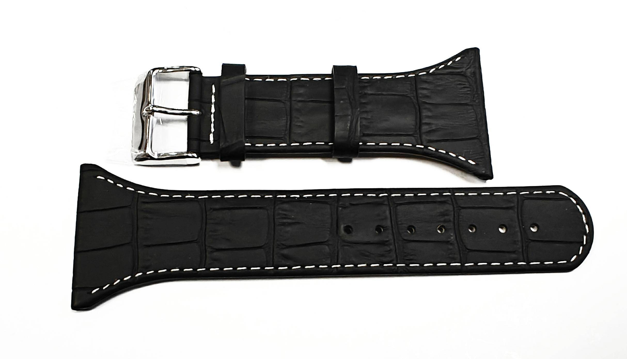 PASEK REDA 36mm KROKODYL czarny pasek, białe przeszycie