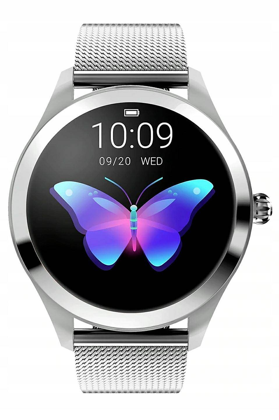 ZEGAREK SMARTWATCH DAMSKI- RUBICON SREBRNA KOPERTA, SREBRNA BRANSOLETA SIATKA RNBE37