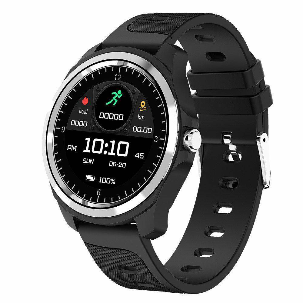 ZEGAREK SMARTWATCH RUBICON CZARNA KOPERTA, CZARNY PASEK SKÓRA+PCV RNCE44