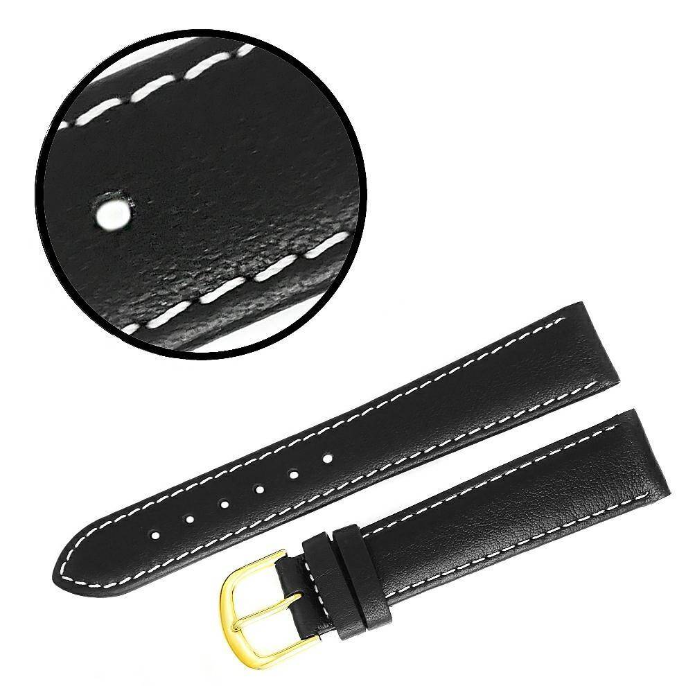 PASEK REDA 18mm GŁADKI czarny pasek, białe przeszycie