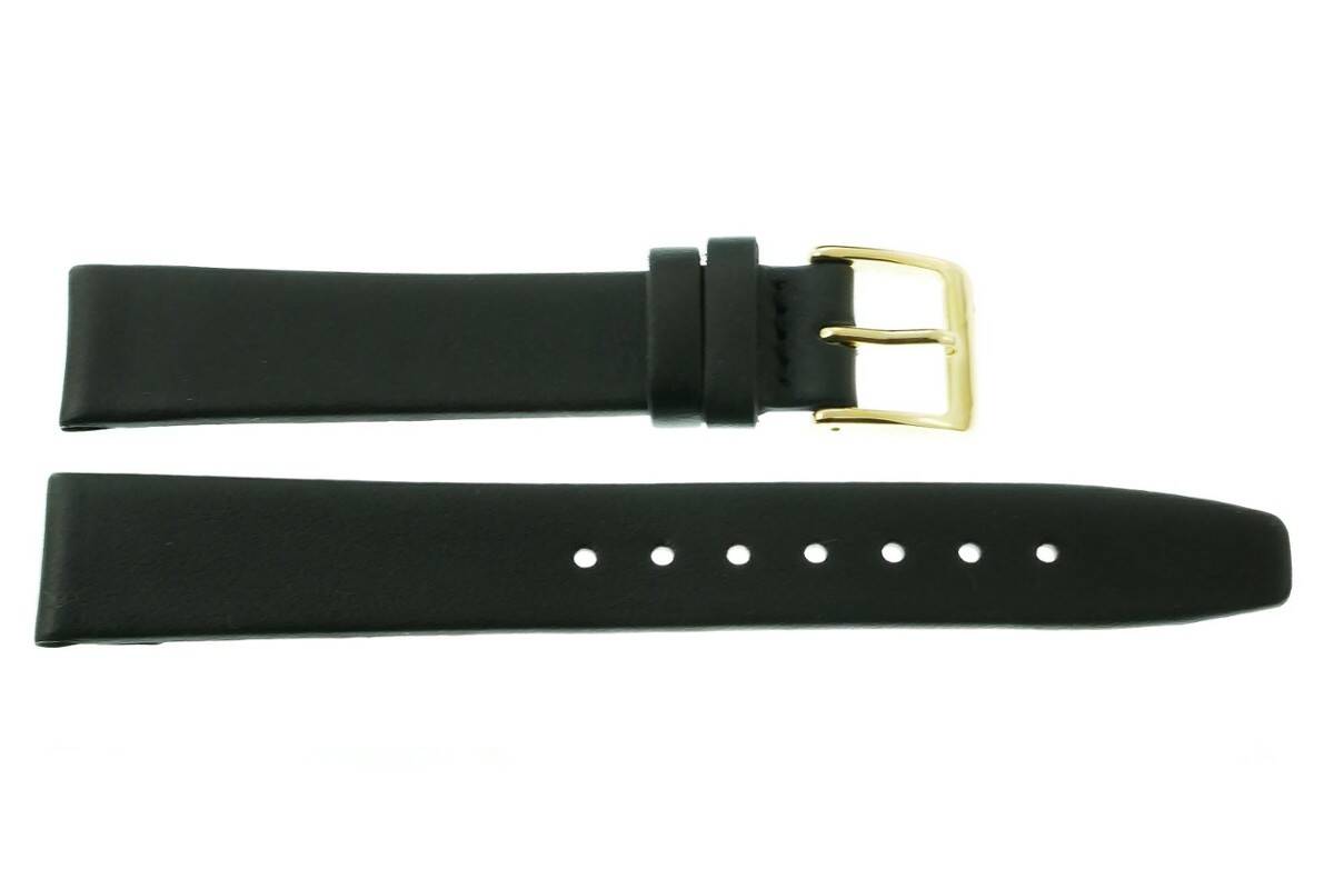 PASEK CHERMOND 18 MM A132 GŁADKI czarny pasek, klejony, złota sprzączka