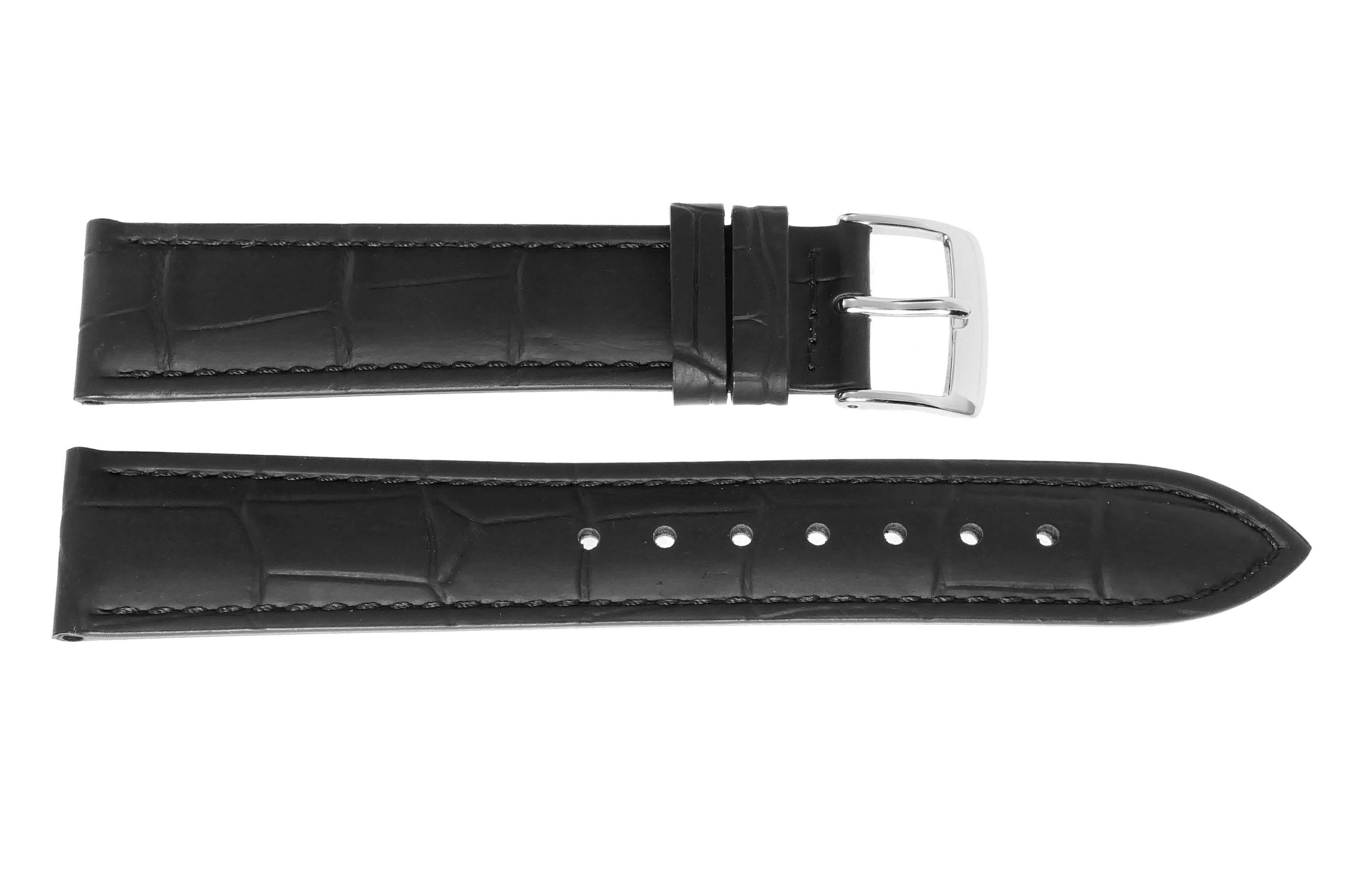 PASEK REDA 18mm KROKODYL czarny pasek, czarne przeszycie