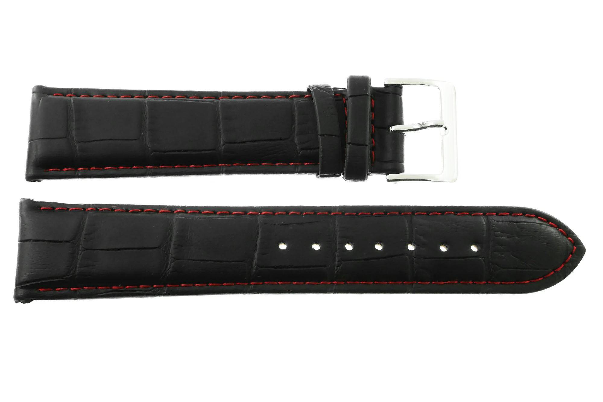 PASEK CHERMOND 26 MM XL A160L KROKODYL czarny pasek, czerwone przeszycie