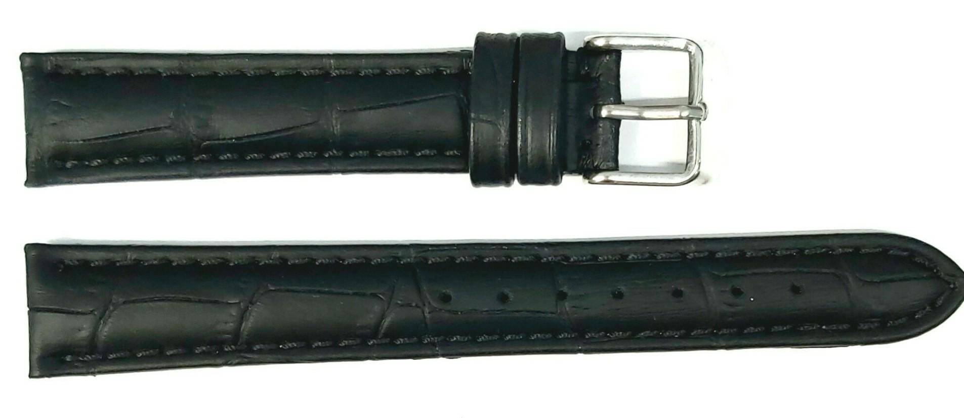 PASEK CHERMOND 12 MM A110 KROKODYL czarny pasek, czarne przeszycie