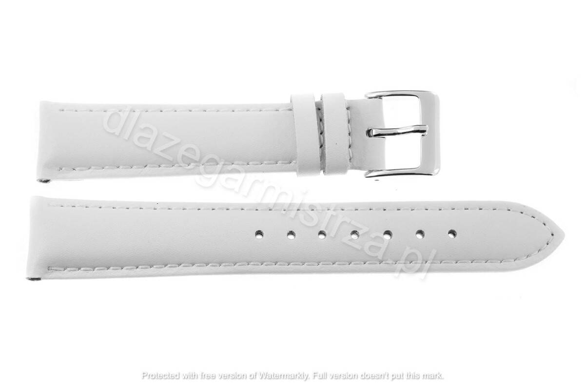 PASEK CHERMOND 18 MM A217 GŁADKI biały pasek, białe przeszycie, srebrna sprzączka